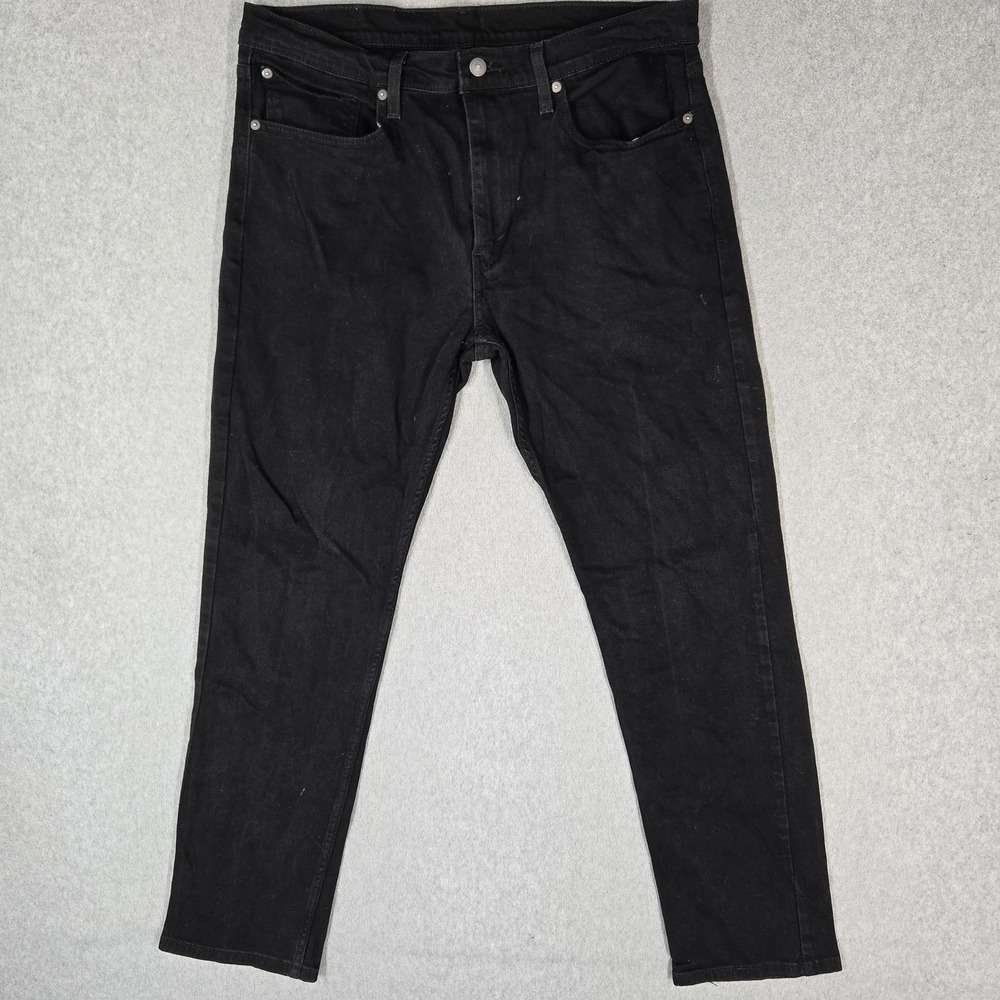 Levi's 502 Men Jeans 36X34 Black Denim Taper 30" Inseam